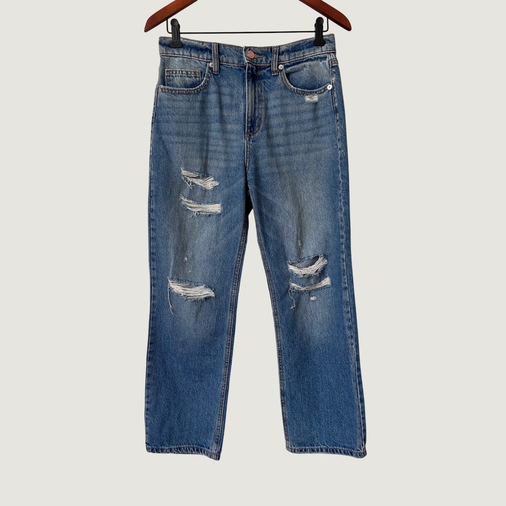 Sneak Peek Vintage High Rise Distressed Straight Leg Jeans Blue Size 5/27